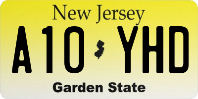 NJ license plate A10YHD