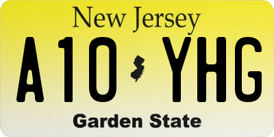 NJ license plate A10YHG