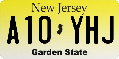 NJ license plate A10YHJ