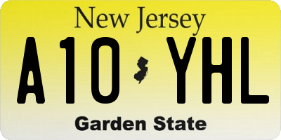 NJ license plate A10YHL