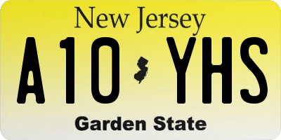 NJ license plate A10YHS