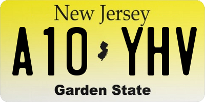 NJ license plate A10YHV