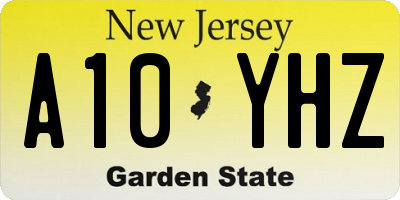 NJ license plate A10YHZ
