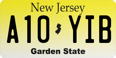 NJ license plate A10YIB