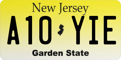 NJ license plate A10YIE