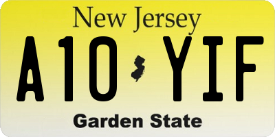 NJ license plate A10YIF