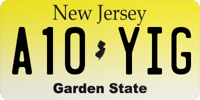 NJ license plate A10YIG