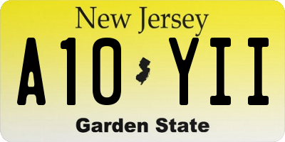 NJ license plate A10YII