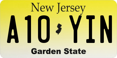 NJ license plate A10YIN