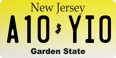 NJ license plate A10YIO