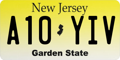 NJ license plate A10YIV