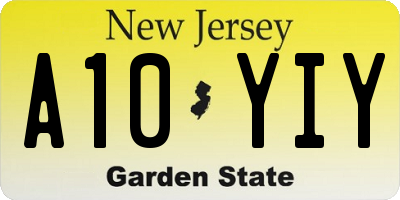 NJ license plate A10YIY