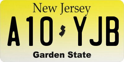 NJ license plate A10YJB