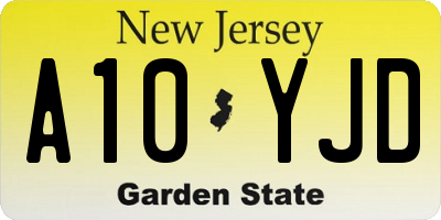 NJ license plate A10YJD