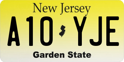 NJ license plate A10YJE