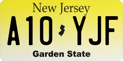 NJ license plate A10YJF