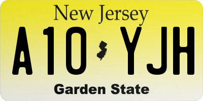NJ license plate A10YJH