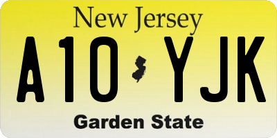 NJ license plate A10YJK