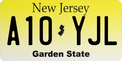 NJ license plate A10YJL