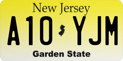 NJ license plate A10YJM