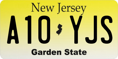 NJ license plate A10YJS