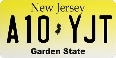 NJ license plate A10YJT