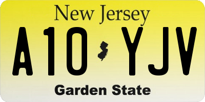 NJ license plate A10YJV