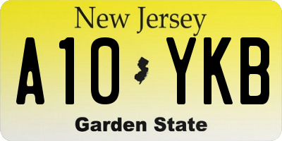 NJ license plate A10YKB