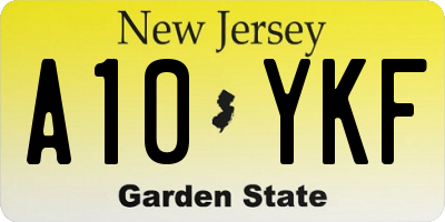NJ license plate A10YKF