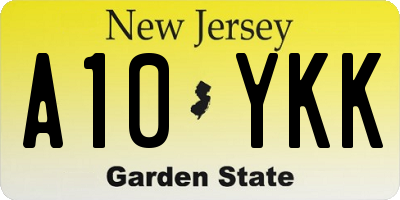 NJ license plate A10YKK