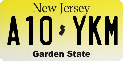 NJ license plate A10YKM