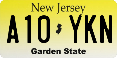 NJ license plate A10YKN