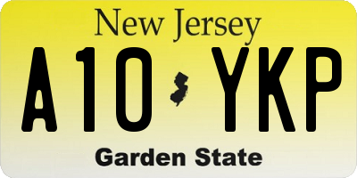 NJ license plate A10YKP