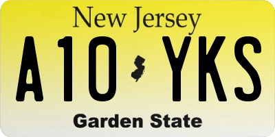 NJ license plate A10YKS