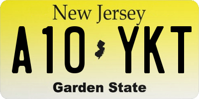 NJ license plate A10YKT