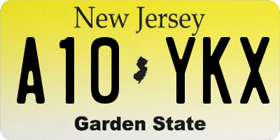 NJ license plate A10YKX