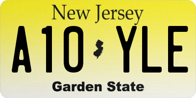 NJ license plate A10YLE