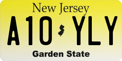 NJ license plate A10YLY