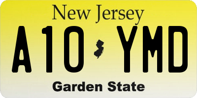 NJ license plate A10YMD