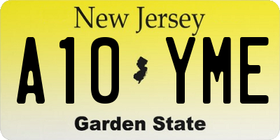 NJ license plate A10YME