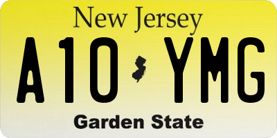 NJ license plate A10YMG