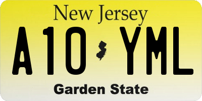 NJ license plate A10YML