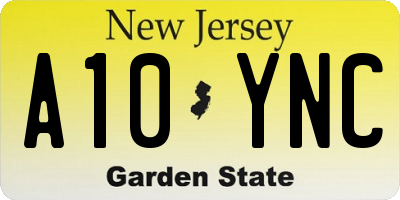 NJ license plate A10YNC