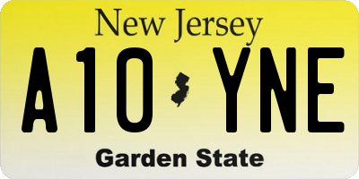 NJ license plate A10YNE