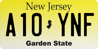 NJ license plate A10YNF