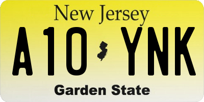 NJ license plate A10YNK
