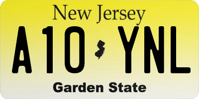 NJ license plate A10YNL
