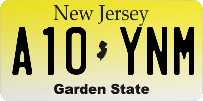 NJ license plate A10YNM