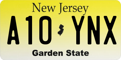 NJ license plate A10YNX