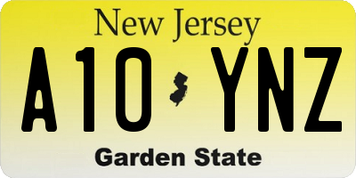 NJ license plate A10YNZ